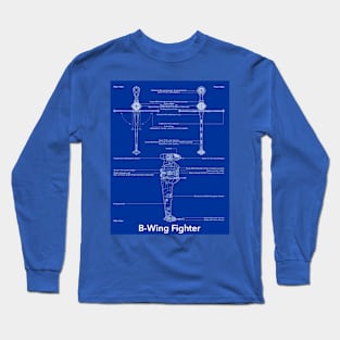 Folding Wing Fighter Blueprint Long Sleeve T-Shirt